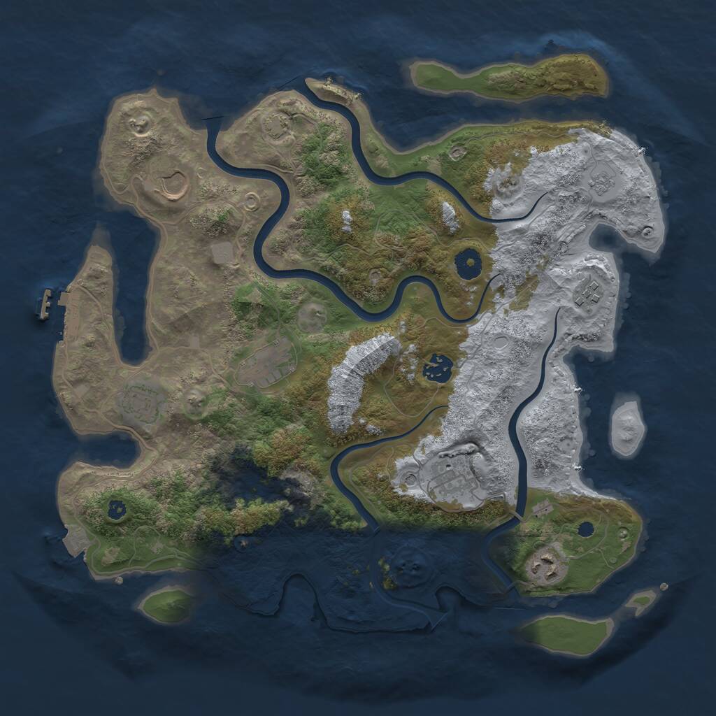 Rust Map: Procedural Map, Size: 3700, Seed: 20787, 12 Monuments