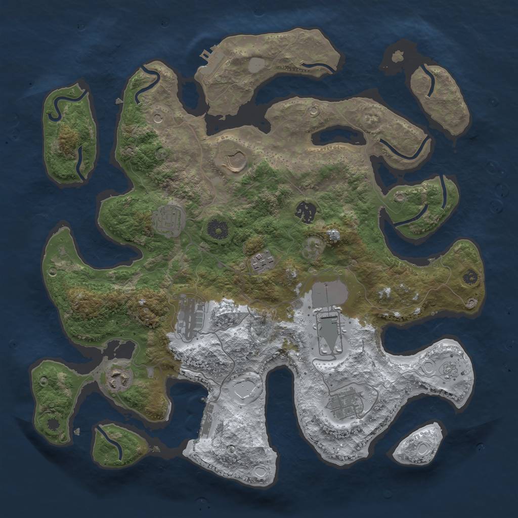 Rust Map: Procedural Map, Size: 3700, Seed: 8272, 17 Monuments
