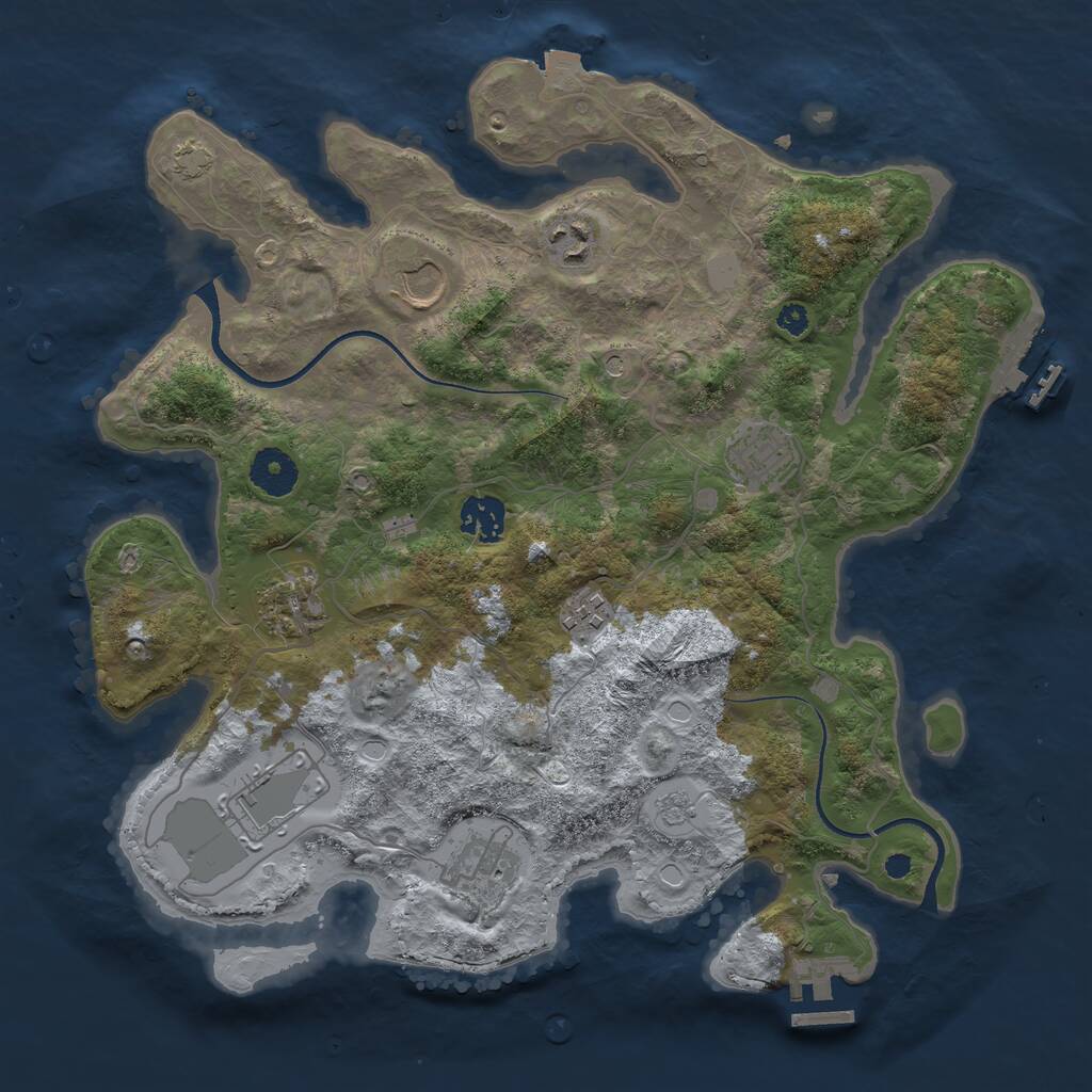 Rust Map: Procedural Map, Size: 3500, Seed: 38226624, 14 Monuments