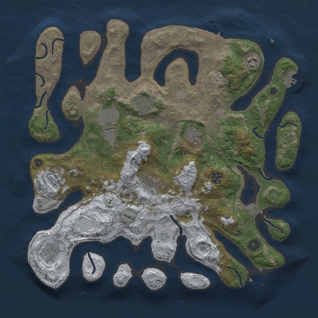 Rust Map: Procedural Map, Size: 4000, Seed: 786, 18 Monuments