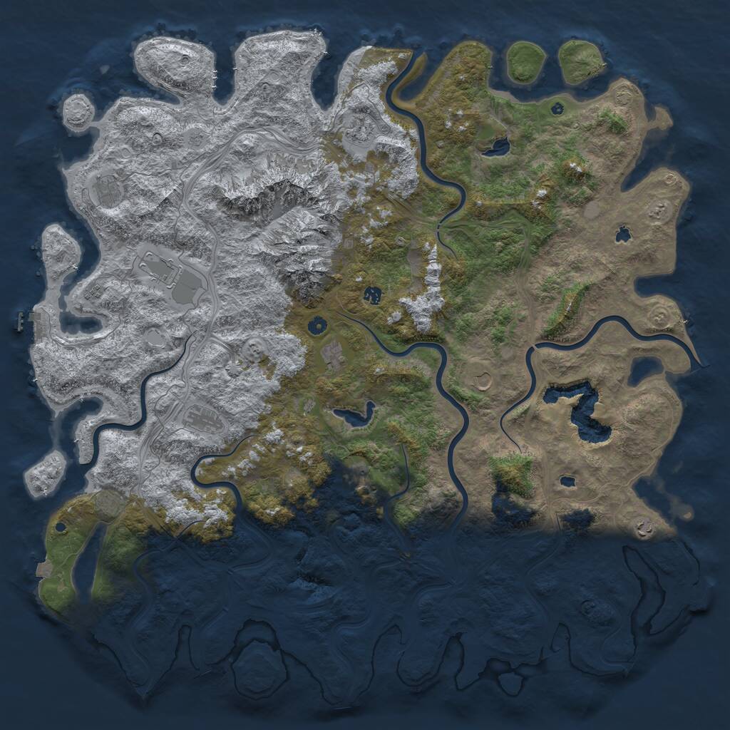 Rust Map: Procedural Map, Size: 6000, Seed: 98609233, 17 Monuments