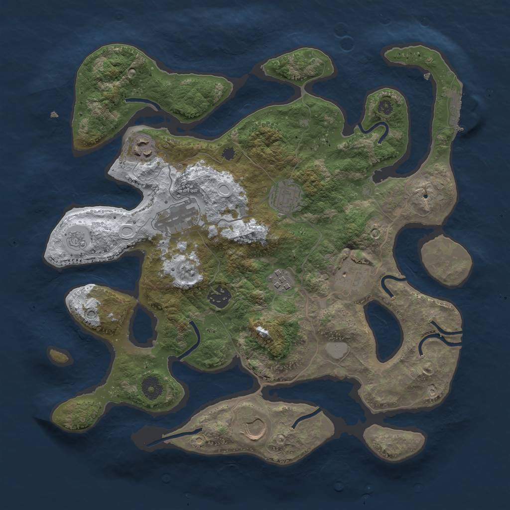 Rust Map: Procedural Map, Size: 3500, Seed: 46586896, 14 Monuments