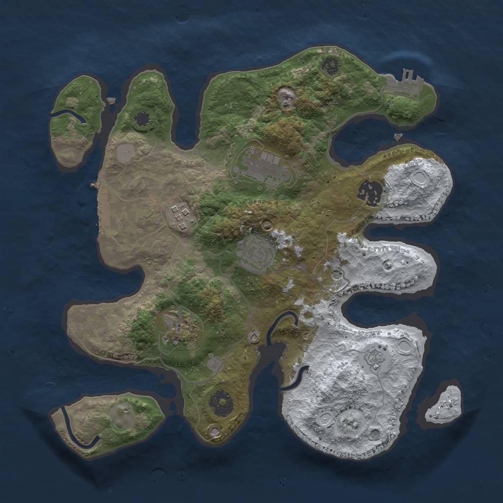 Rust Map: Procedural Map, Size: 3000, Seed: 845423398, 14 Monuments