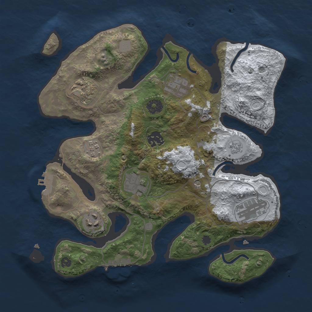 Rust Map: Procedural Map, Size: 3000, Seed: 943024232, 16 Monuments