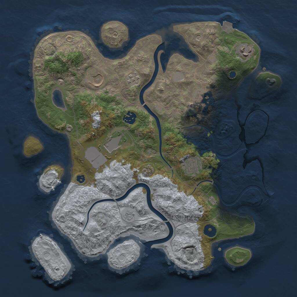 Rust Map: Procedural Map, Size: 3550, Seed: 508160, 11 Monuments