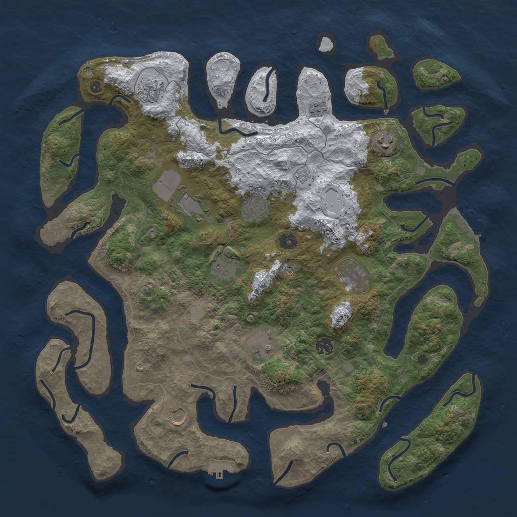 Rust Map: Procedural Map, Size: 4500, Seed: 35684916, 19 Monuments