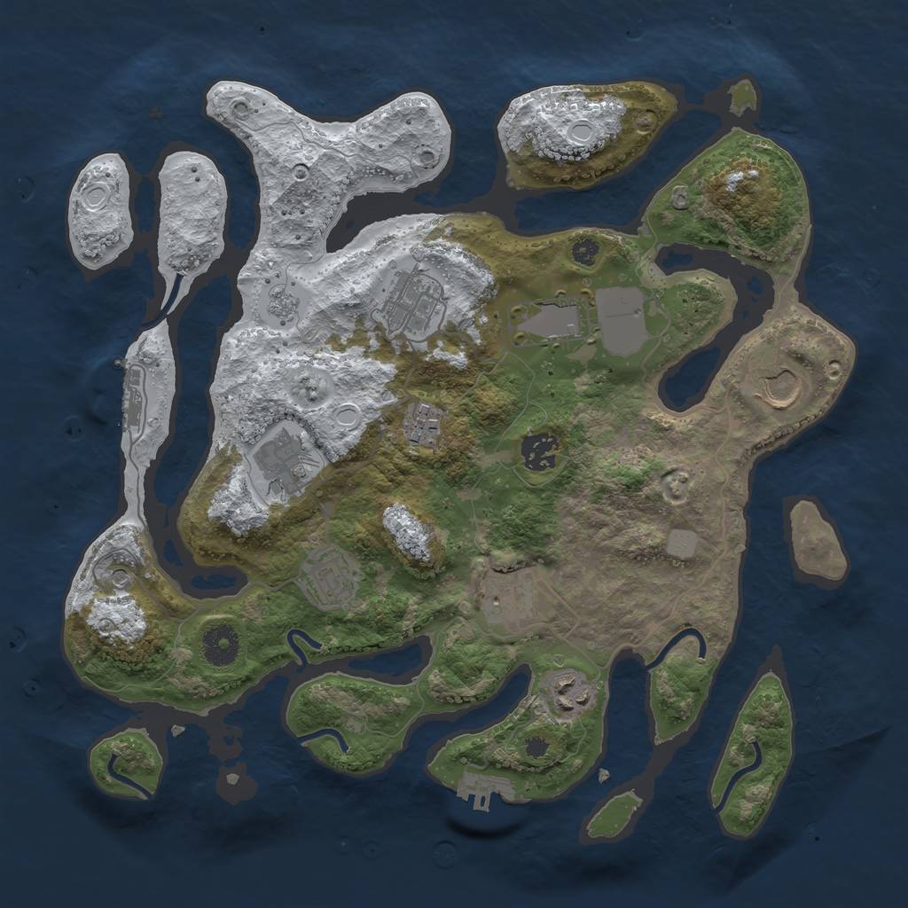 Rust Map: Procedural Map, Size: 3500, Seed: 3934030, 18 Monuments