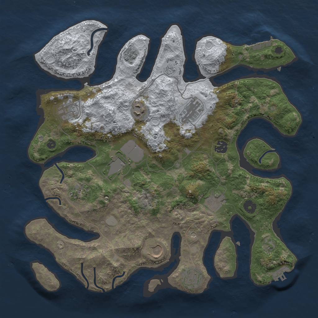 Rust Map: Procedural Map, Size: 3700, Seed: 1104000905, 19 Monuments