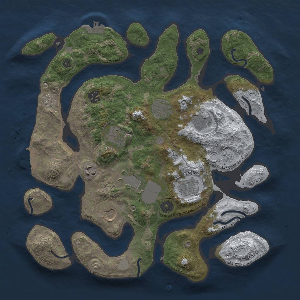 Rust Map: Procedural Map, Size: 3600, Seed: 1727726945, 18 Monuments
