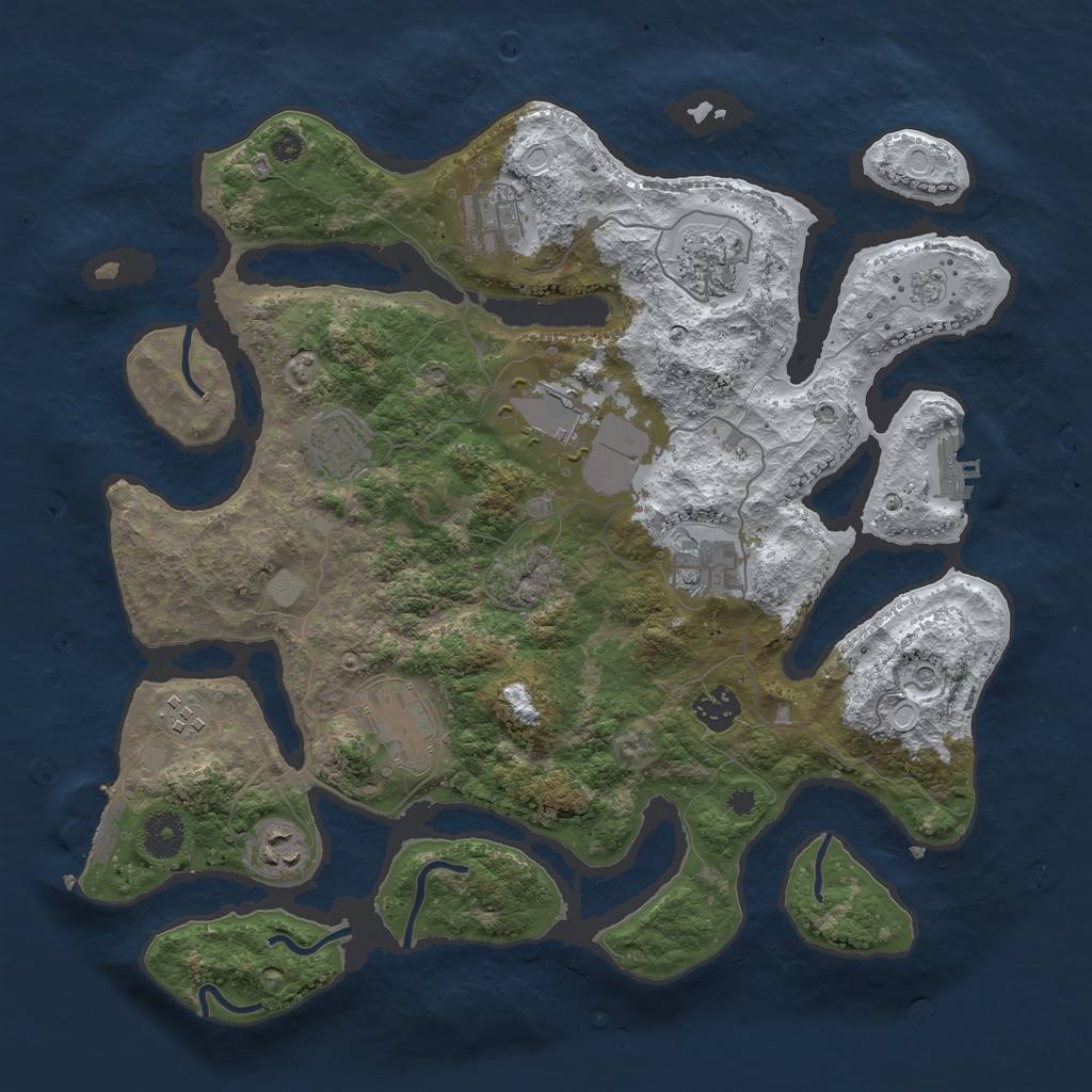 Rust Map: Procedural Map, Size: 3700, Seed: 735433, 18 Monuments