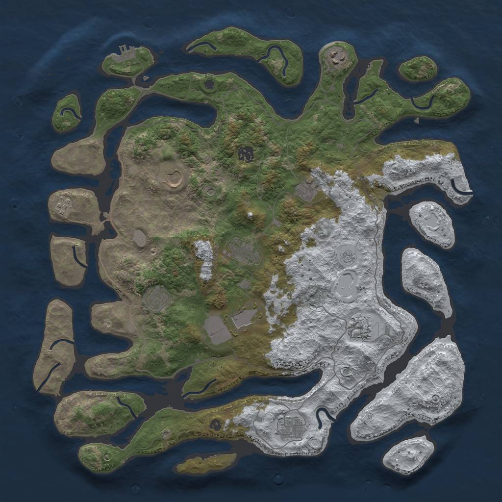 Rust Map: Procedural Map, Size: 4500, Seed: 3097402, 18 Monuments