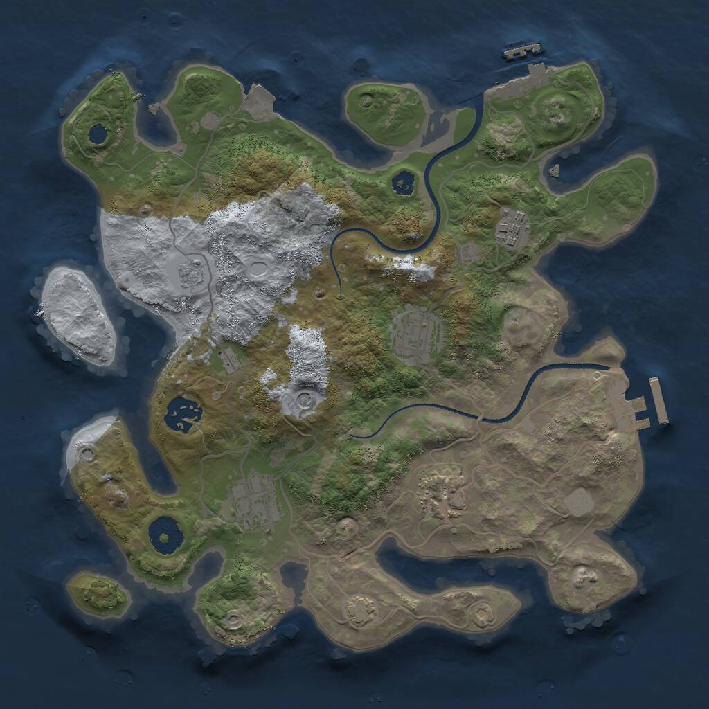 Rust Map: Procedural Map, Size: 3000, Seed: 1234567, 11 Monuments