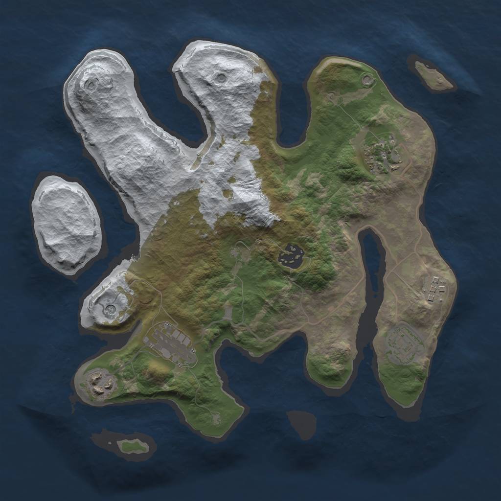 Rust Map: Barren, Size: 3000, Seed: 21, 9 Monuments