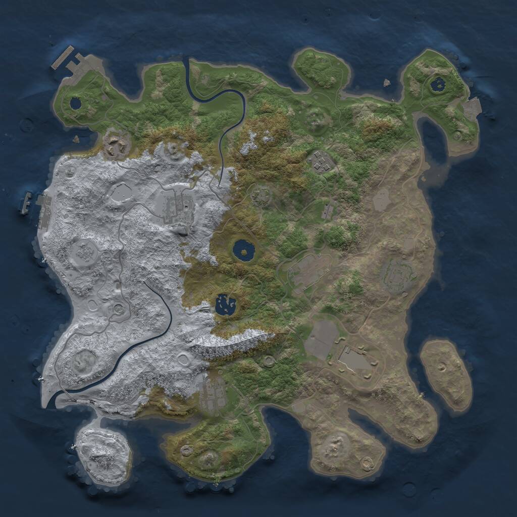 Rust Map: Procedural Map, Size: 3600, Seed: 1311410134, 14 Monuments