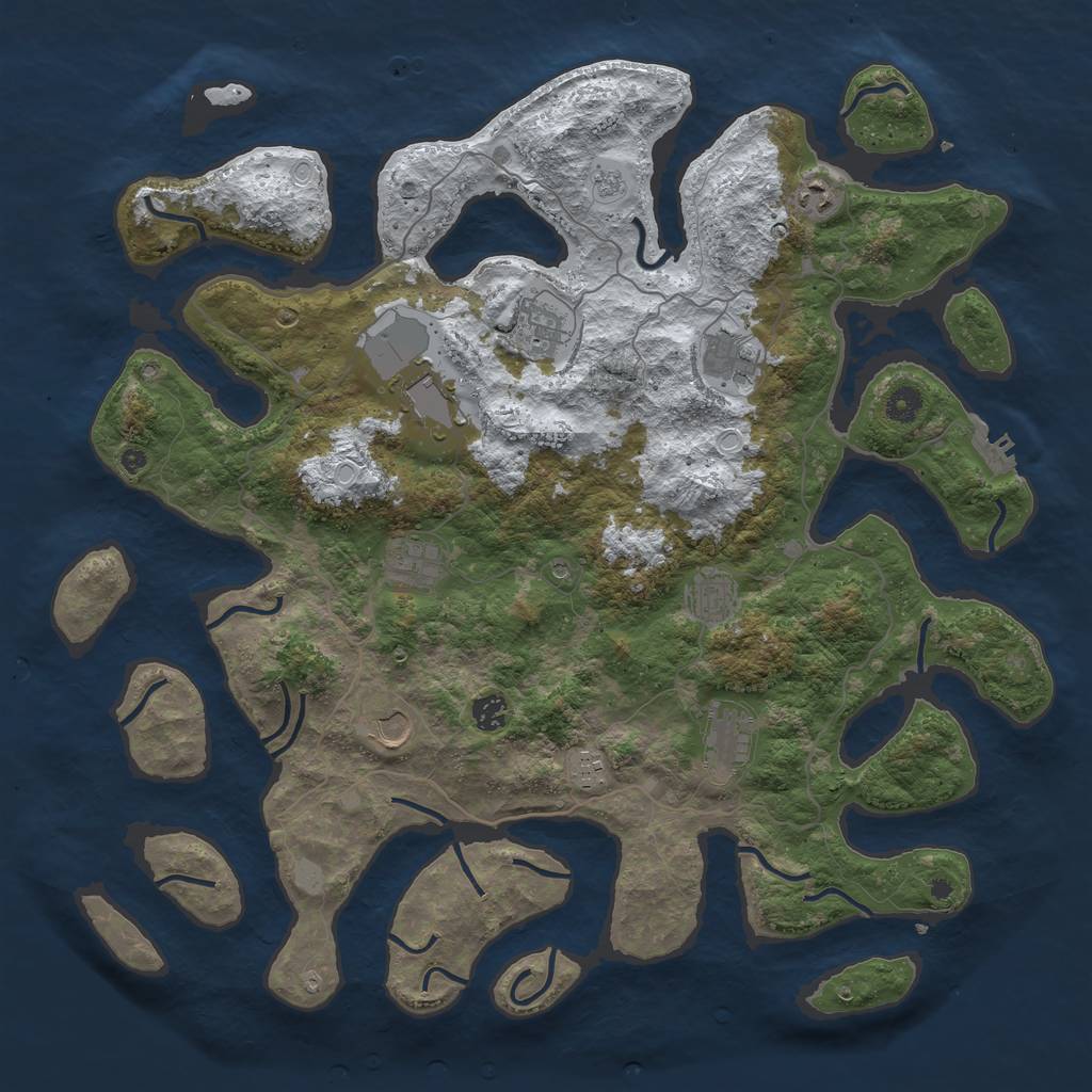 Rust Map: Procedural Map, Size: 4500, Seed: 3903229, 18 Monuments