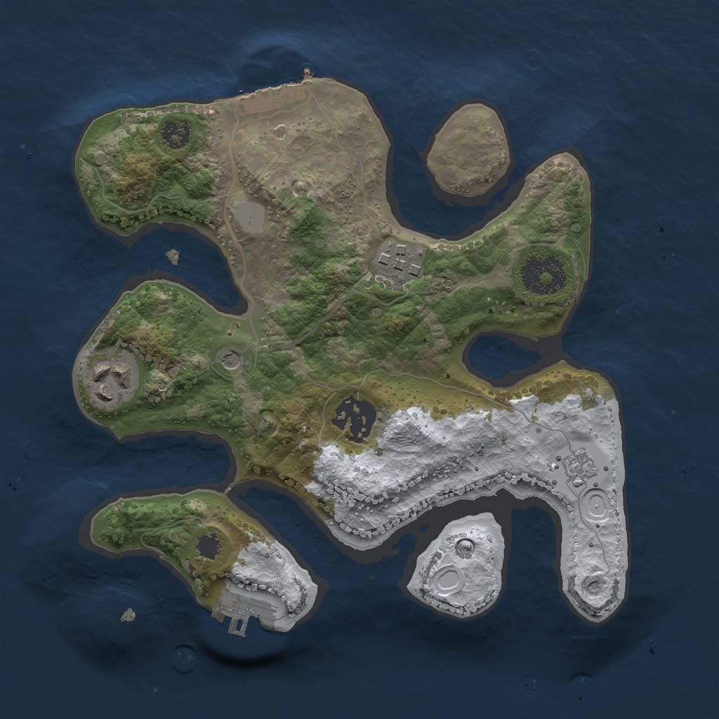 Rust Map: Procedural Map, Size: 2500, Seed: 21351, 12 Monuments