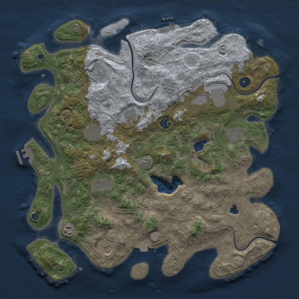 Rust Map: Procedural Map, Size: 4300, Seed: 357383, 16 Monuments