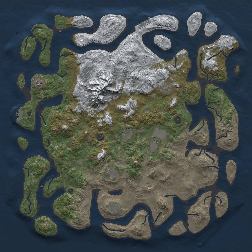 Rust Map: Procedural Map, Size: 5000, Seed: 5008, 19 Monuments