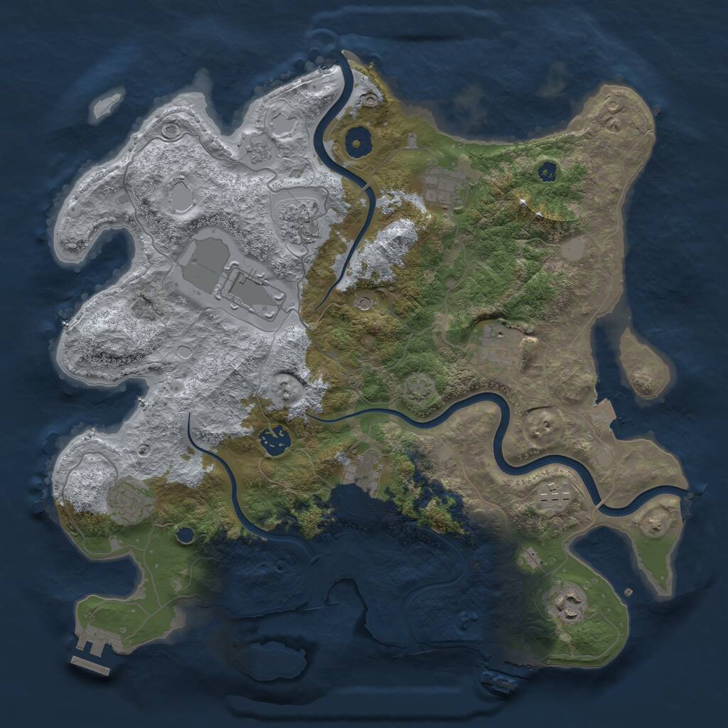 Rust Map: Procedural Map, Size: 3700, Seed: 626879750, 15 Monuments