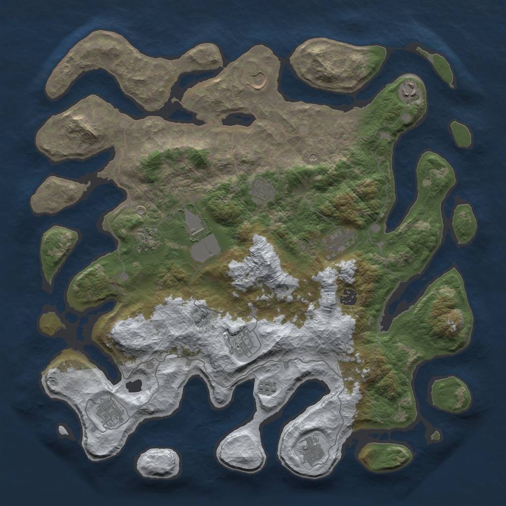 Rust Map: Barren, Size: 4500, Seed: 2024851817, 14 Monuments