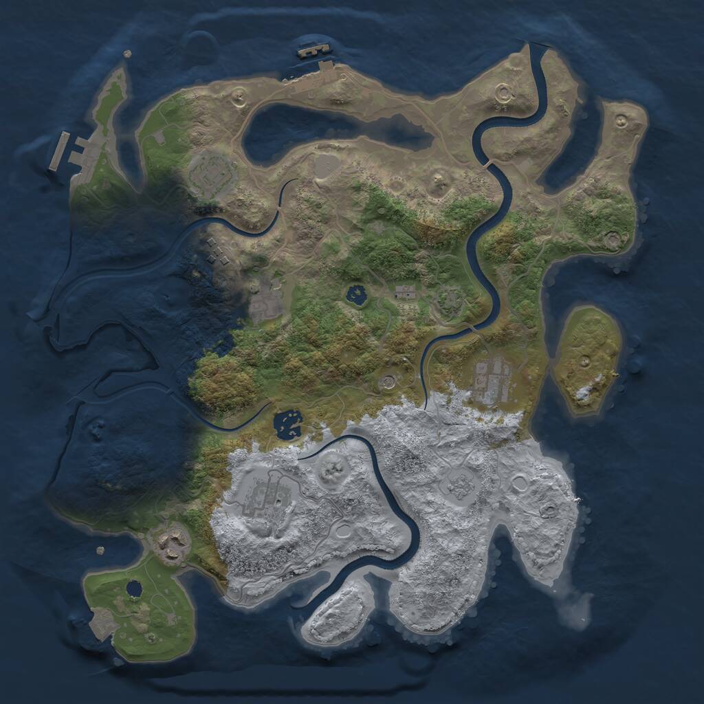 Rust Map: Procedural Map, Size: 3500, Seed: 935877724, 13 Monuments