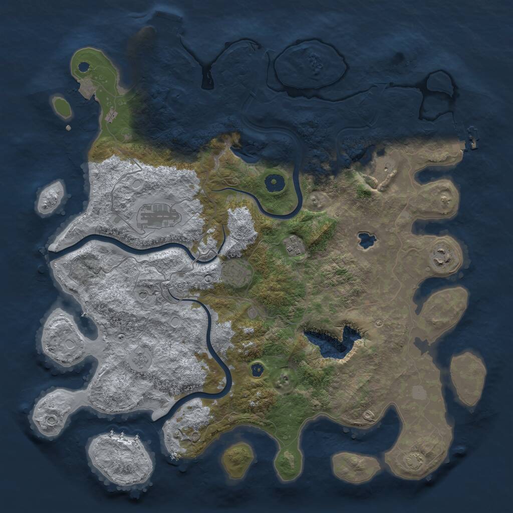 Rust Map: Procedural Map, Size: 4000, Seed: 256741, 11 Monuments
