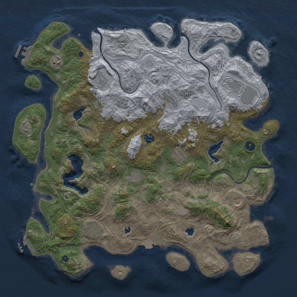 Rust Map: Procedural Map, Size: 4500, Seed: 13370, 16 Monuments