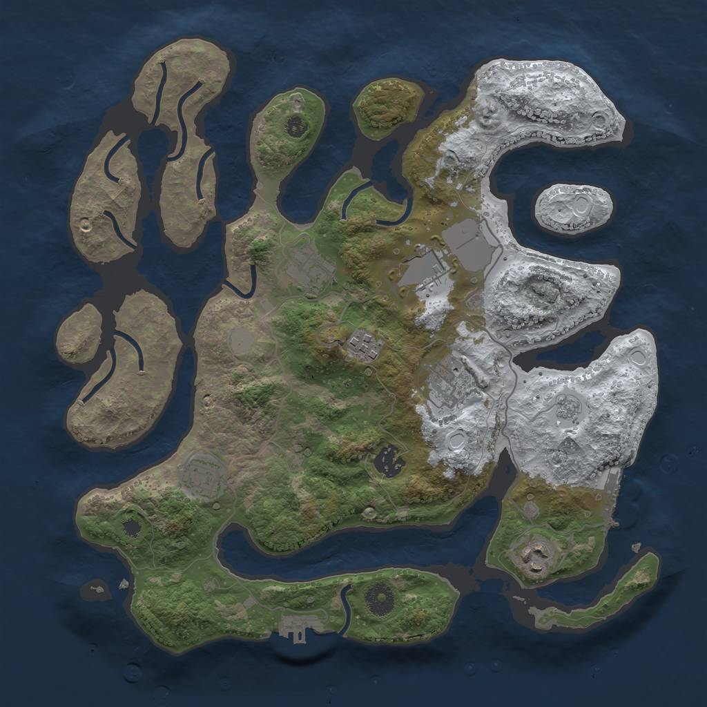 Rust Map: Procedural Map, Size: 3500, Seed: 1172394901, 15 Monuments