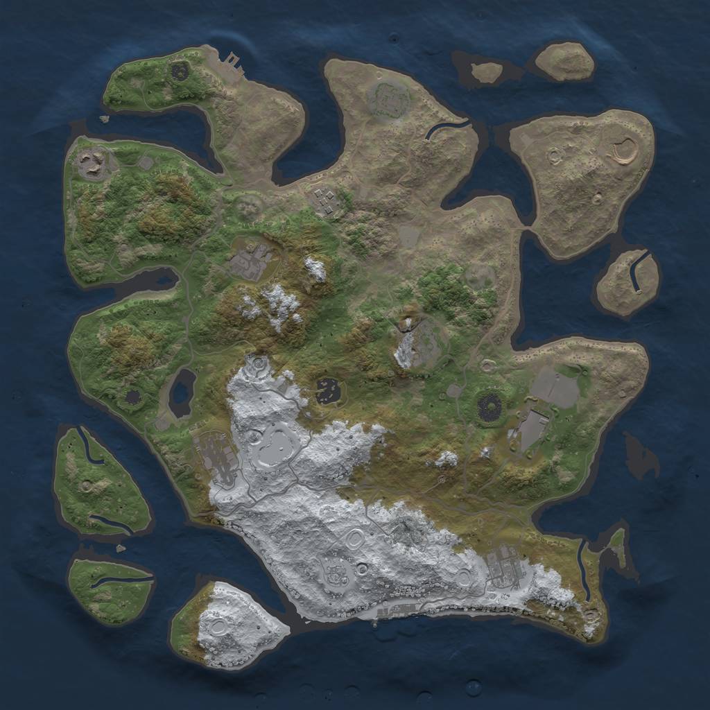 Rust Map: Procedural Map, Size: 4000, Seed: 45159, 19 Monuments