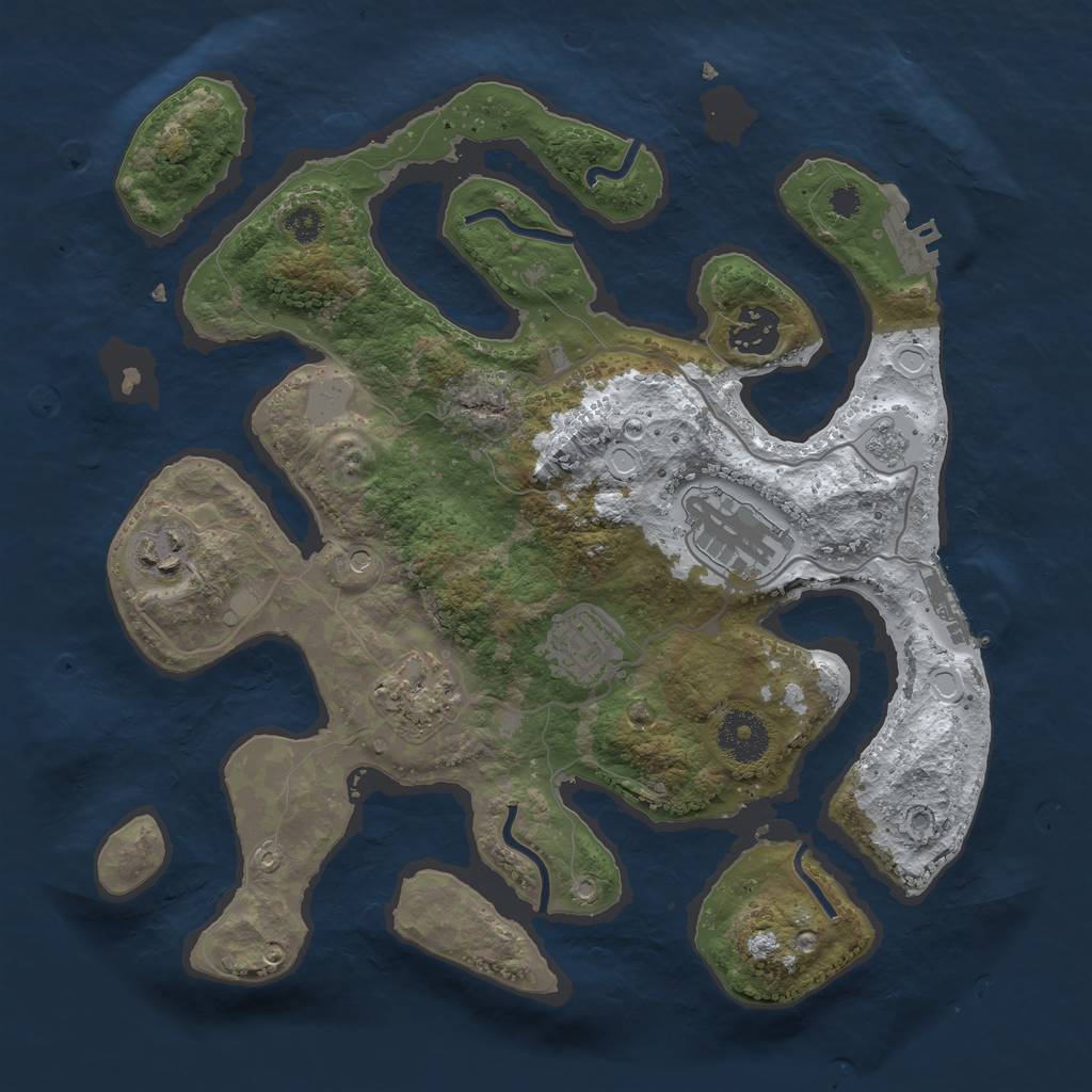 Rust Map: Procedural Map, Size: 3200, Seed: 458268439, 14 Monuments