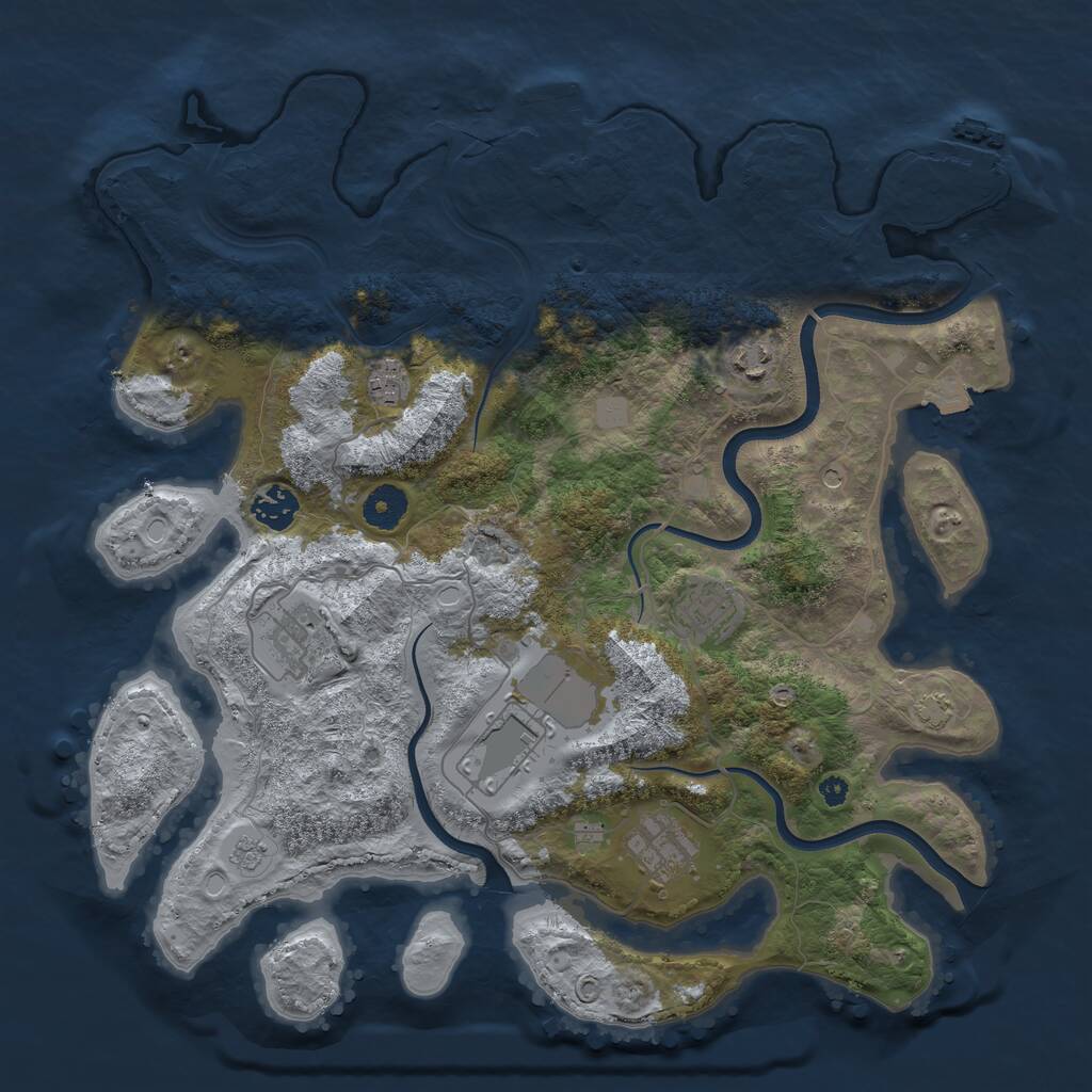Rust Map: Procedural Map, Size: 3750, Seed: 932427798, 13 Monuments