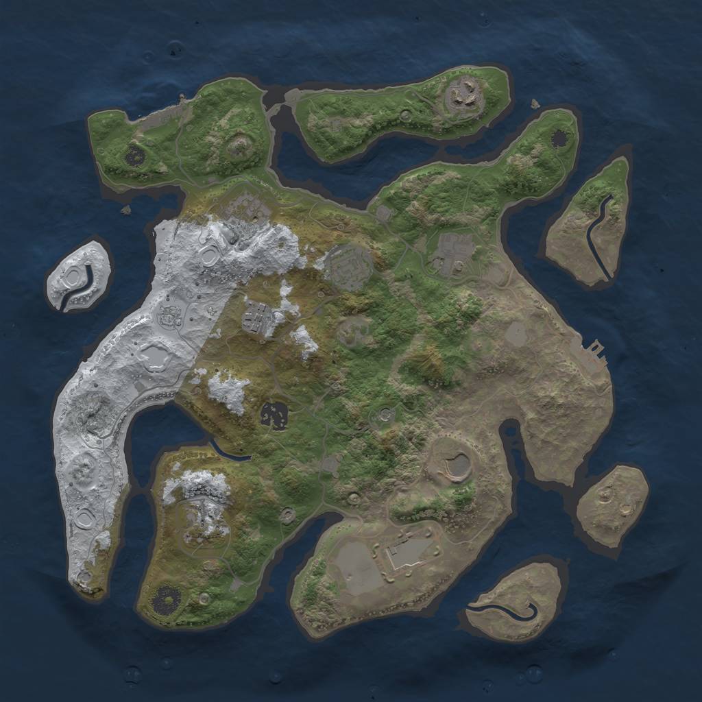 Rust Map: Procedural Map, Size: 3600, Seed: 1418047385, 18 Monuments