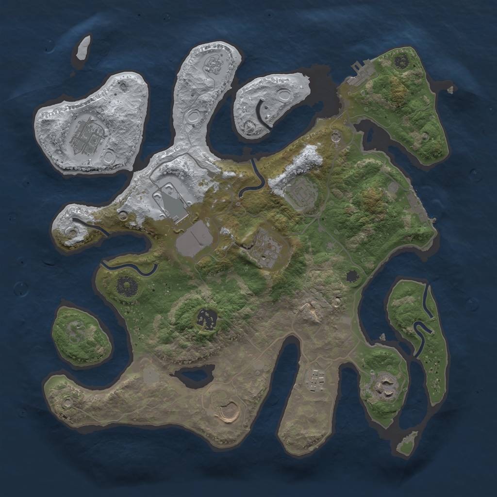 Rust Map: Procedural Map, Size: 3500, Seed: 642135978, 17 Monuments