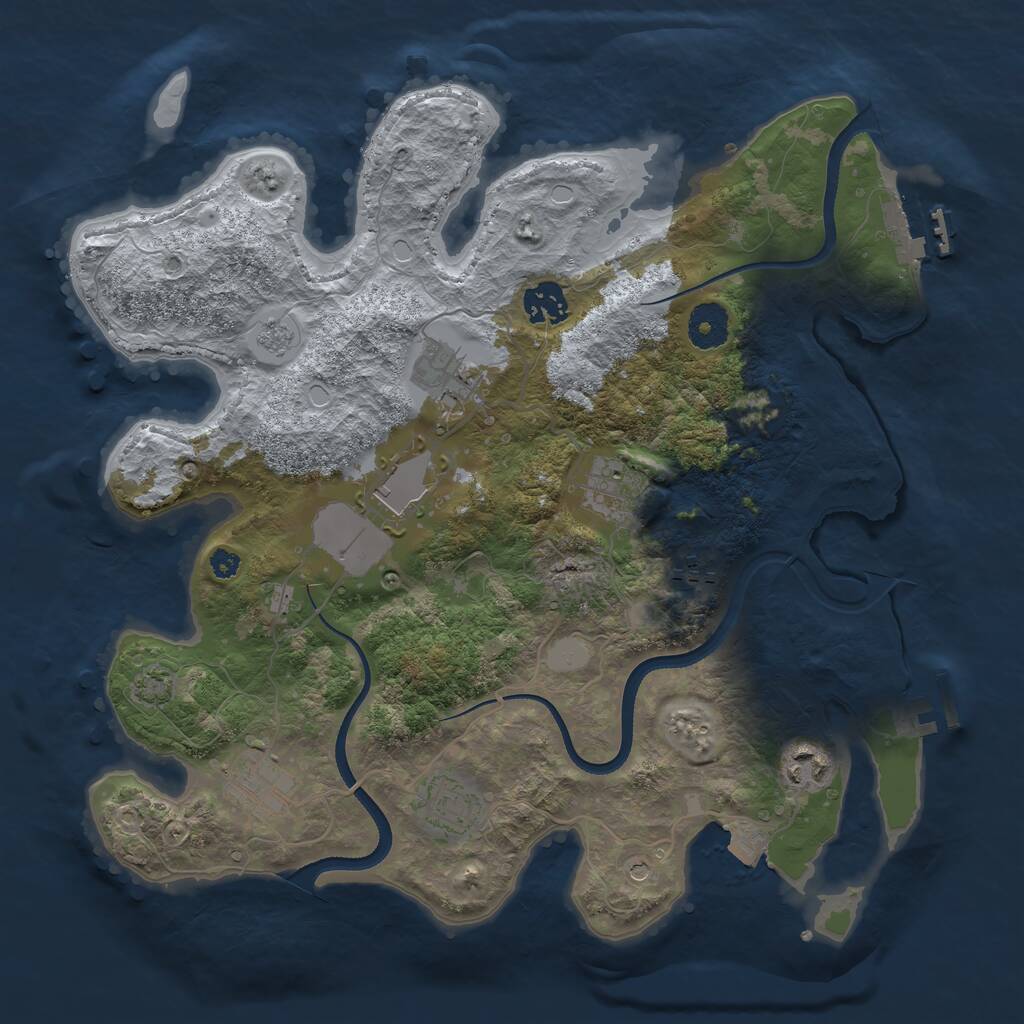 Rust Map: Procedural Map, Size: 3500, Seed: 642135978, 14 Monuments