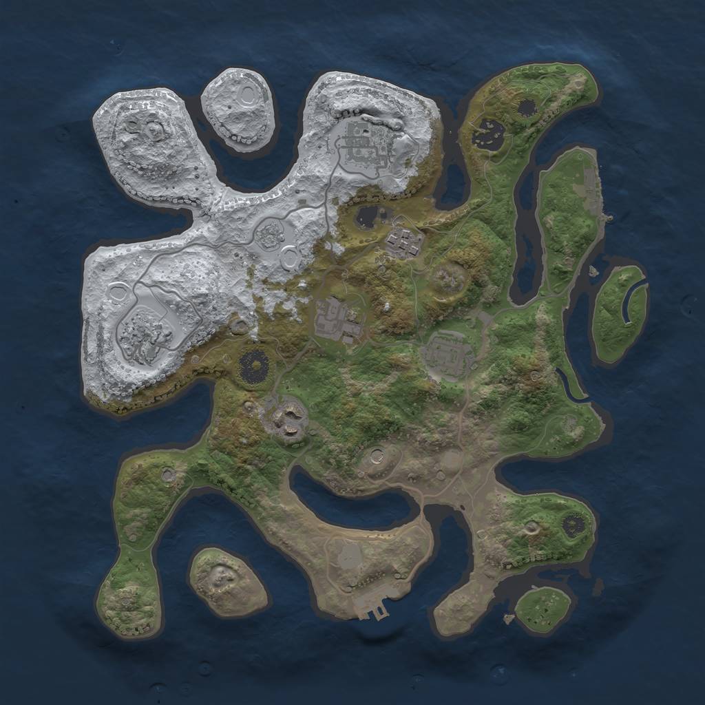 Rust Map: Procedural Map, Size: 3250, Seed: 1883290243, 16 Monuments