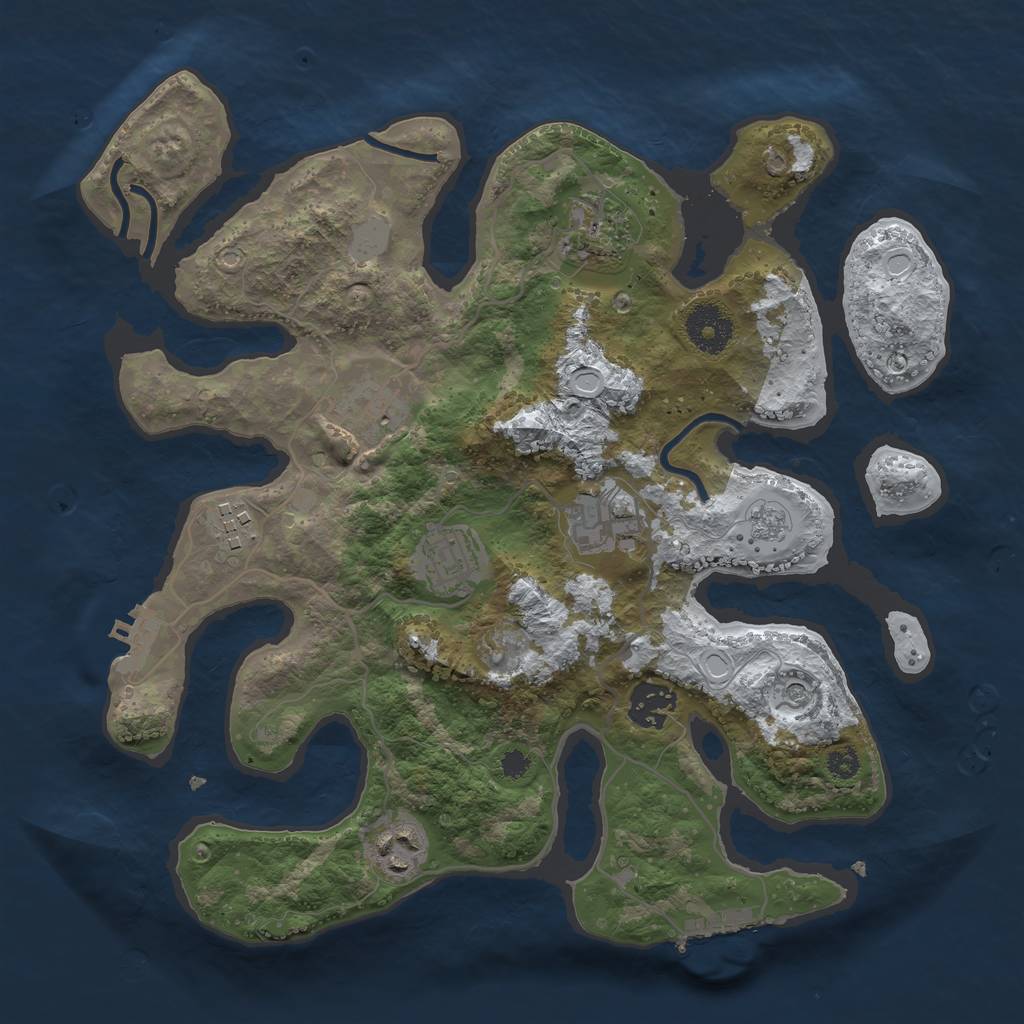 Rust Map: Procedural Map, Size: 3250, Seed: 22673, 16 Monuments