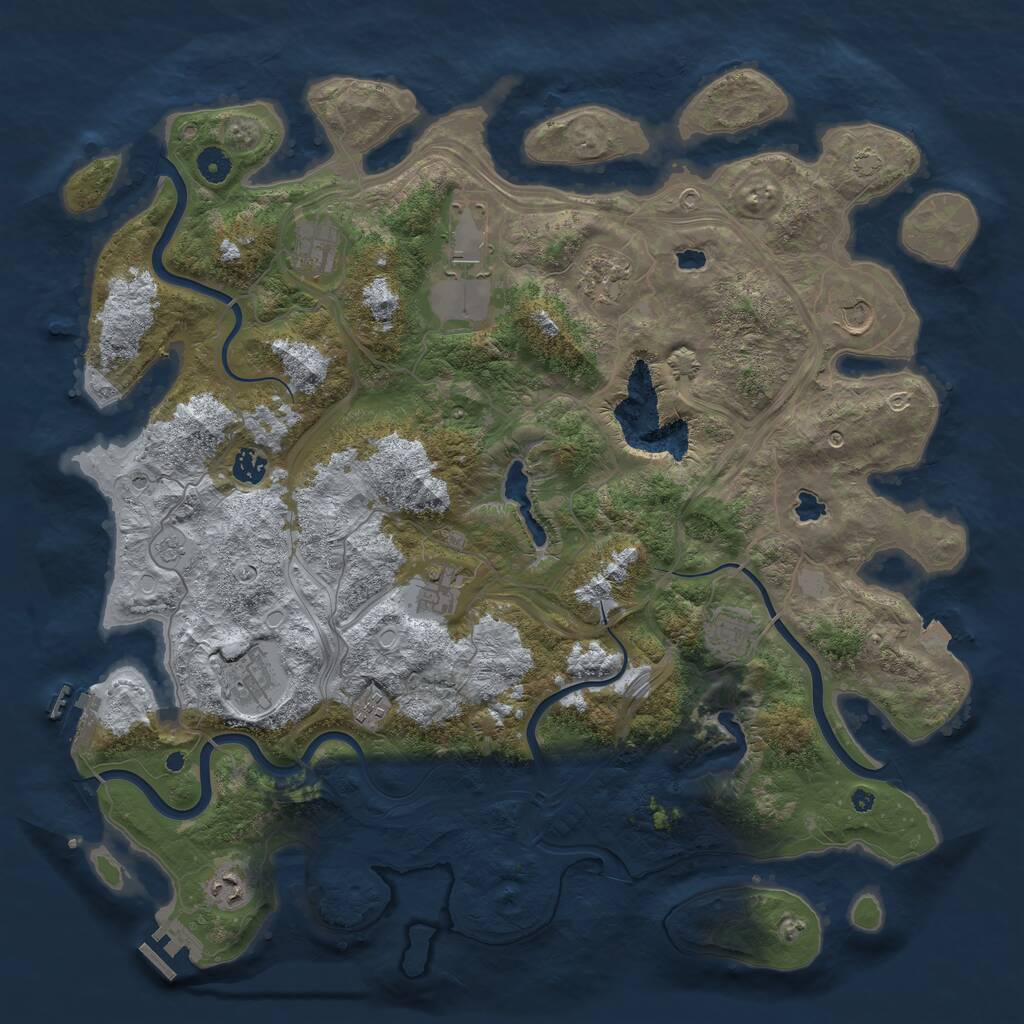 Rust Map: Procedural Map, Size: 4500, Seed: 562103, 16 Monuments