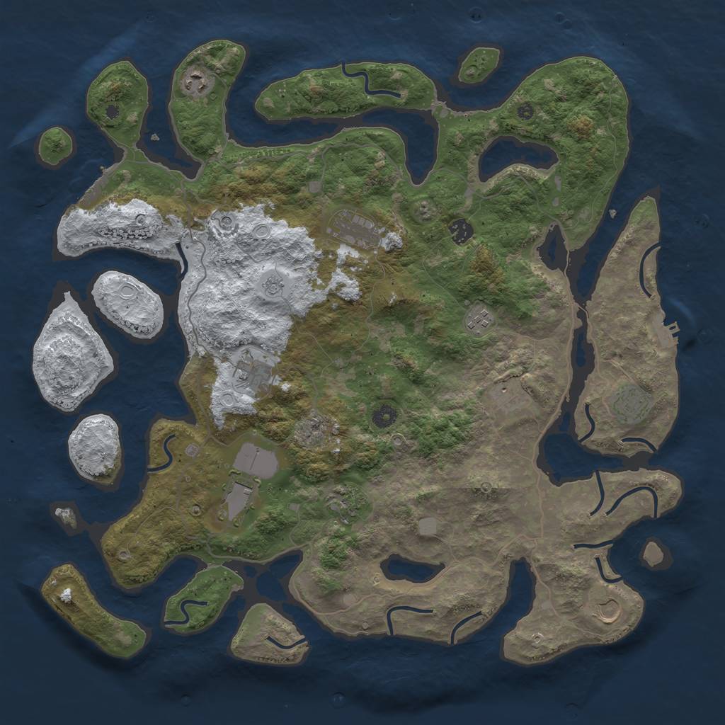 Rust Map: Procedural Map, Size: 4500, Seed: 4258523, 19 Monuments