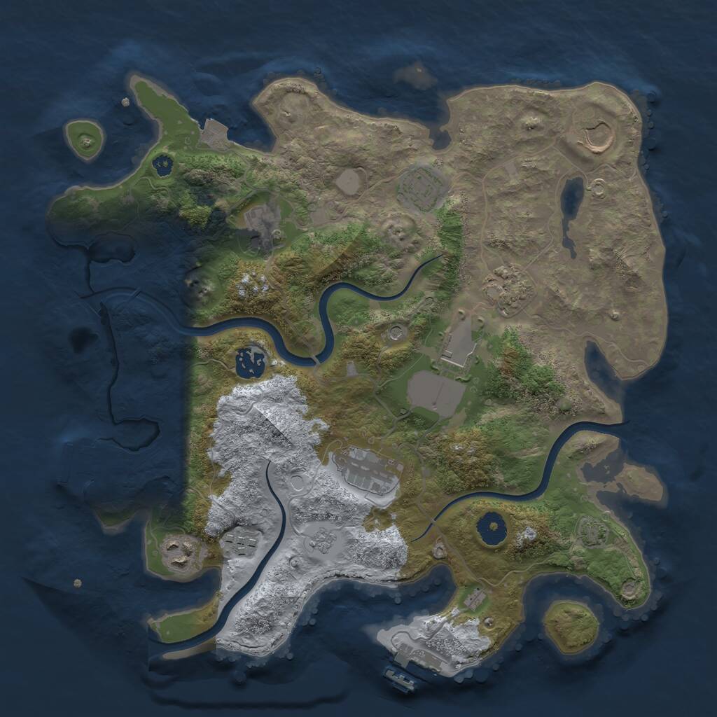 Rust Map: Procedural Map, Size: 3500, Seed: 2062777582, 15 Monuments
