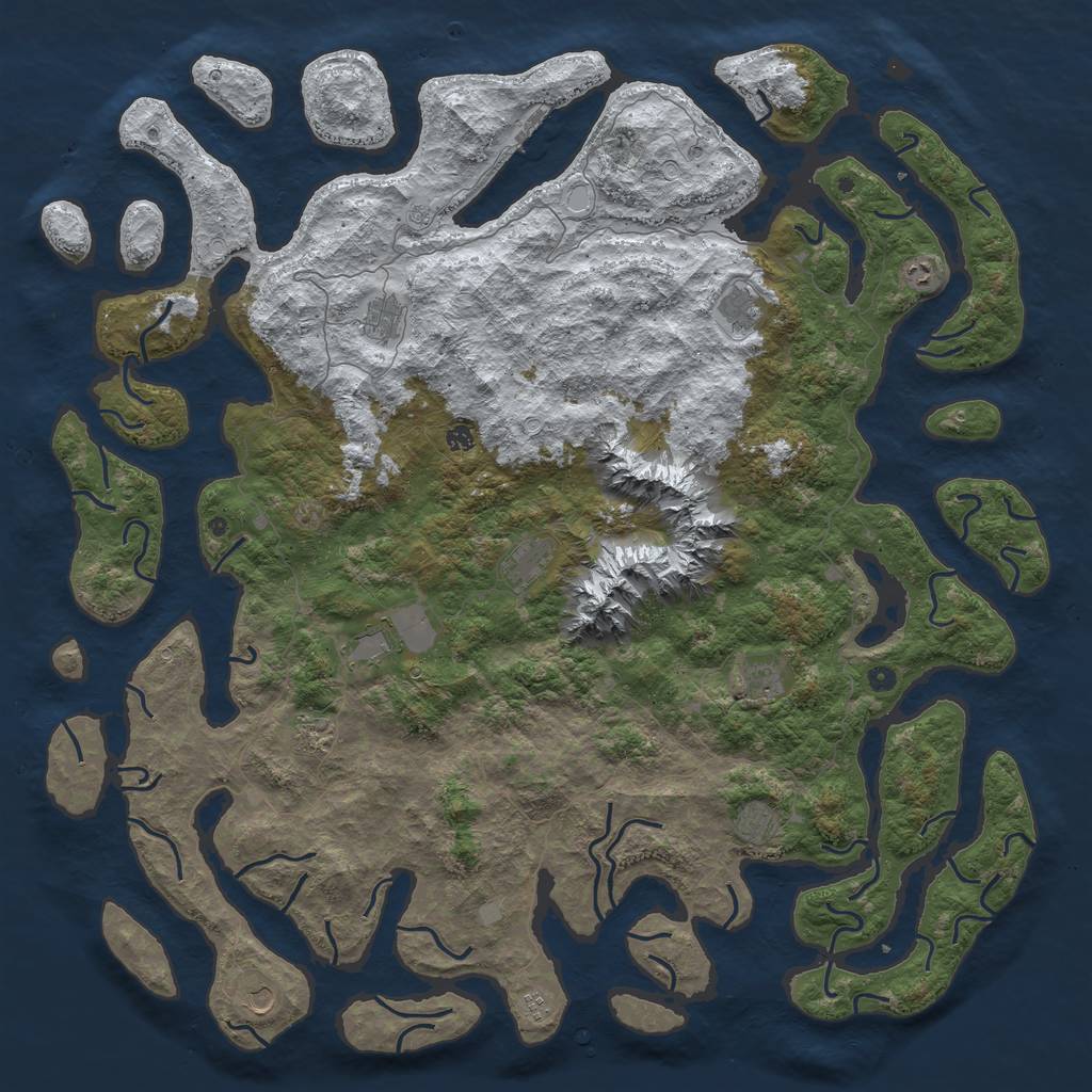 Rust Map: Procedural Map, Size: 6000, Seed: 897364, 19 Monuments