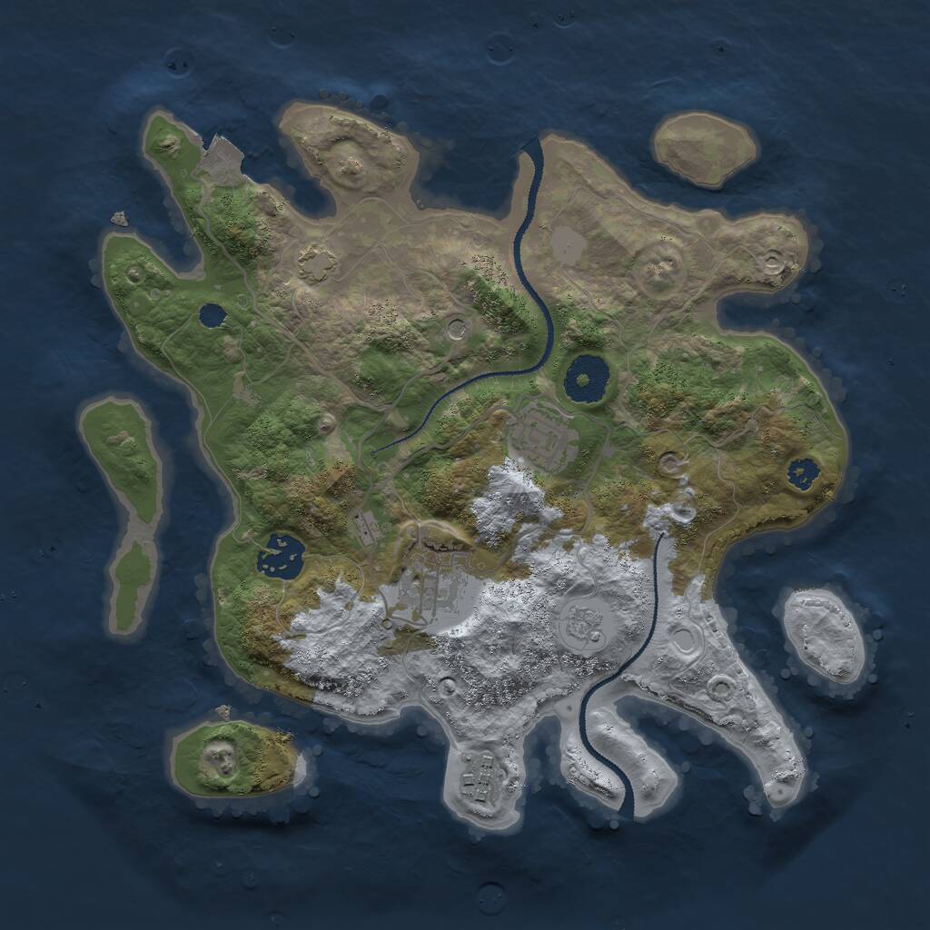 Rust Map: Procedural Map, Size: 3000, Seed: 2437138, 8 Monuments