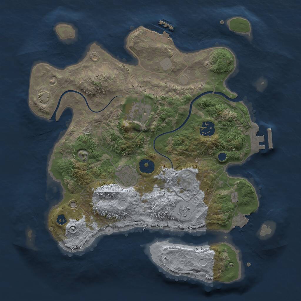 Rust Map: Procedural Map, Size: 3000, Seed: 1941618655, 8 Monuments