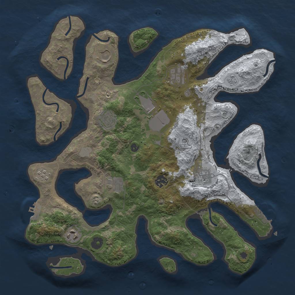 Rust Map: Procedural Map, Size: 3650, Seed: 2050656909, 18 Monuments