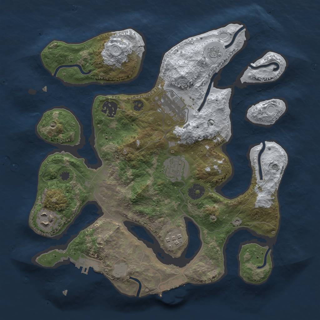 Rust Map: Procedural Map, Size: 3000, Seed: 77735, 13 Monuments