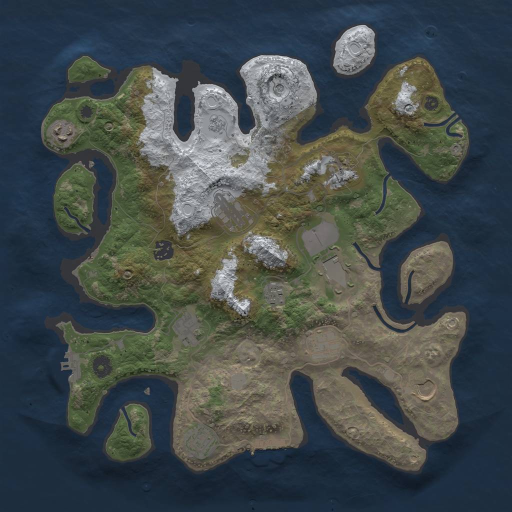 Rust Map: Procedural Map, Size: 3700, Seed: 280407707, 19 Monuments