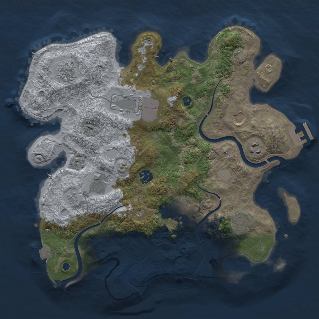 Rust Map: Procedural Map, Size: 3500, Seed: 3766015, 14 Monuments