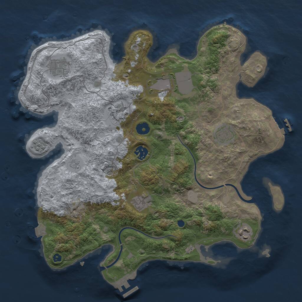 Rust Map: Procedural Map, Size: 3500, Seed: 3766015, 14 Monuments
