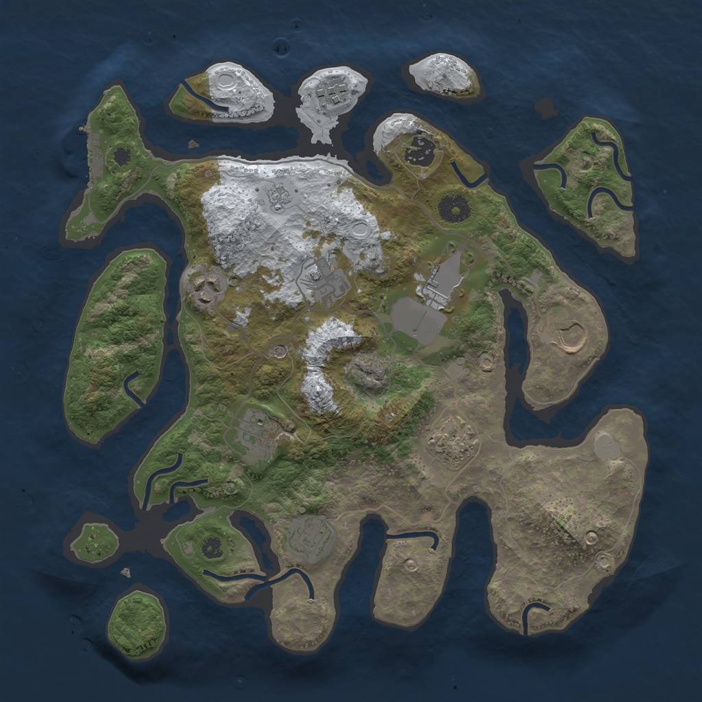 Rust Map: Procedural Map, Size: 3500, Seed: 5005443, 17 Monuments