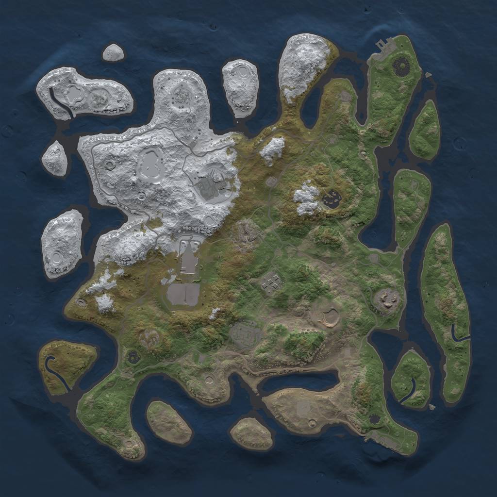 Rust Map: Procedural Map, Size: 4000, Seed: 1912, 16 Monuments