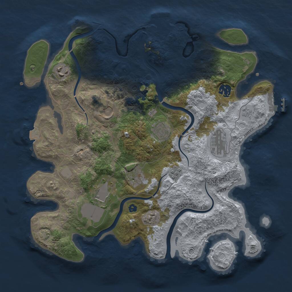 Rust Map: Procedural Map, Size: 3500, Seed: 1456167721, 14 Monuments